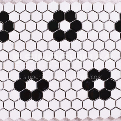 Black and white plum blossom hexagonal mosaic tiles kitchen bathroom floor tiles-ADE   Mosaic hexagonal tiles(FIGURE 3)